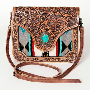 American Darling Cross Body Hand Tooled Saddle Blanket Genuine Leather Western Women Bag Handbag Purse | Crossbody for Cute